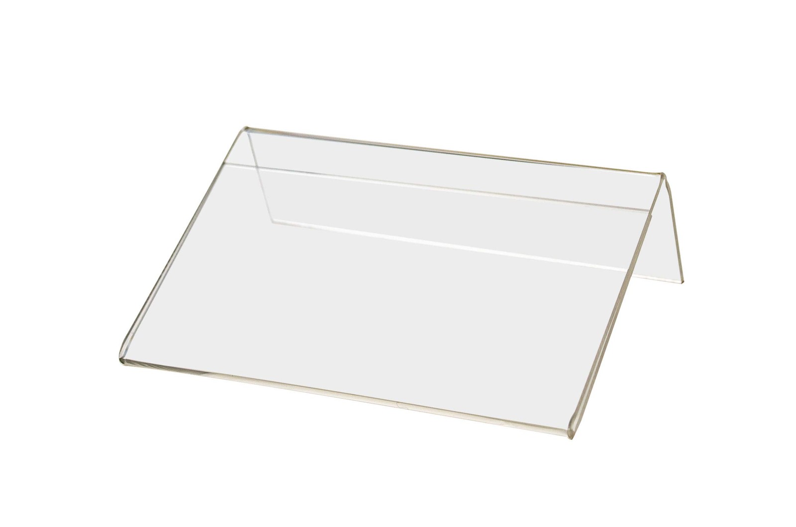 2 Pack Sign Holder 5&Prime; x 3&Prime; Slanted Desk Plastic 5&Prime;w x 3&Prime;h Side Load, Clear