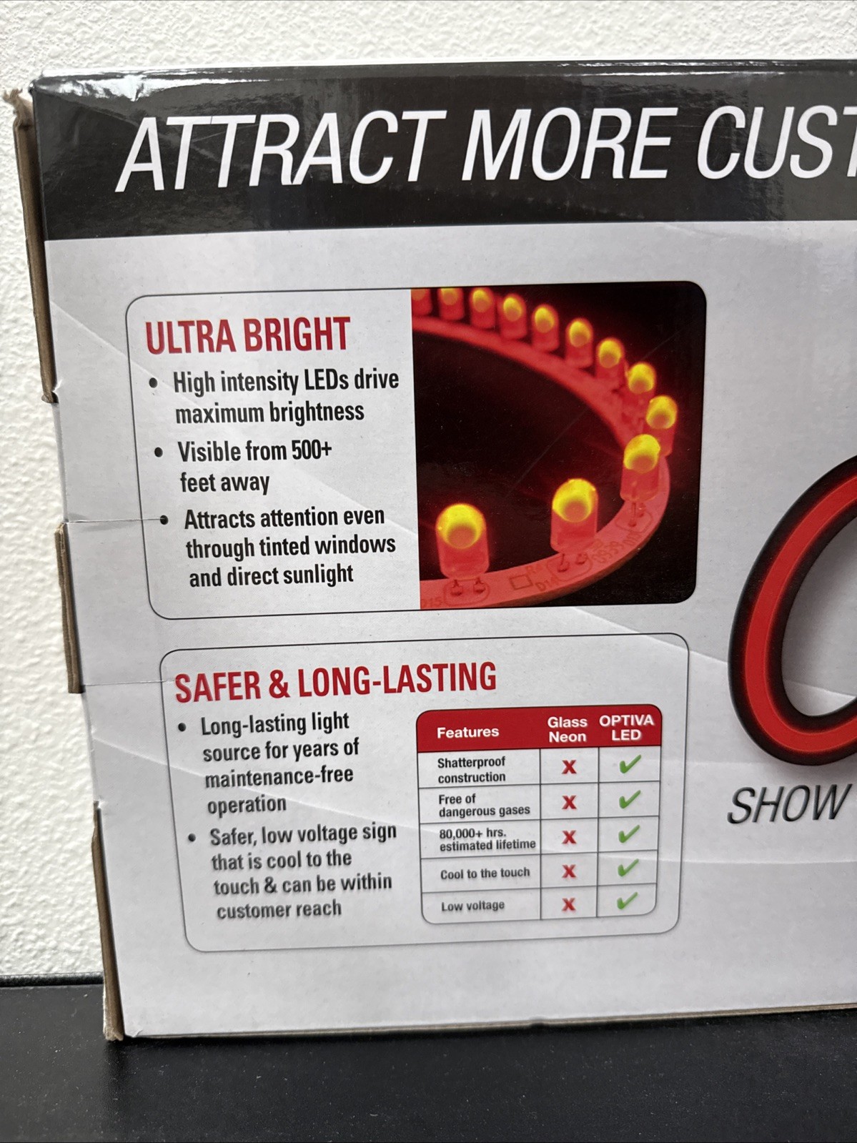 Optiva 19.5&Prime; Ultra Bright LED OPEN Sign with Remote Control