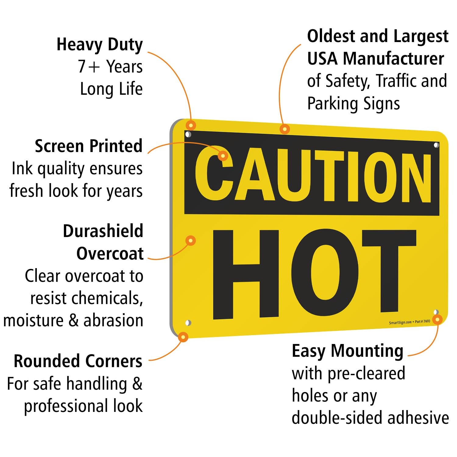 Caution Hot Sign 7×10 Inch Aluminum Black On Yellow Safety Warning Decor