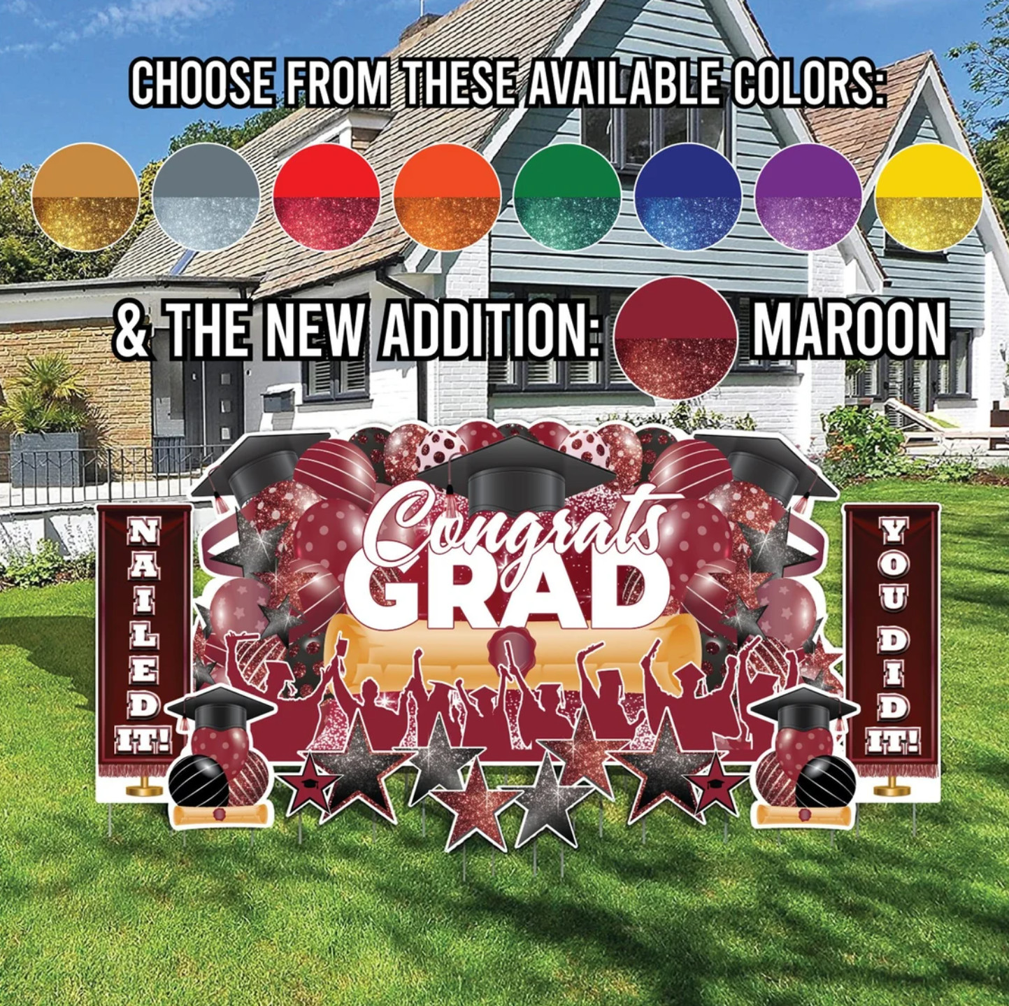 6×3 Feet Graduation Yard Sign with Stakes, Weatherproof for Grad Party
