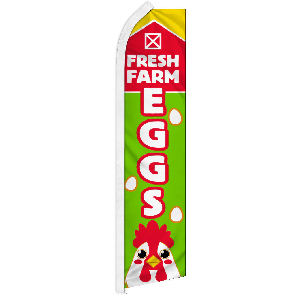 « FARM FRESH EGGS » advertising super flag swooper banner business sign