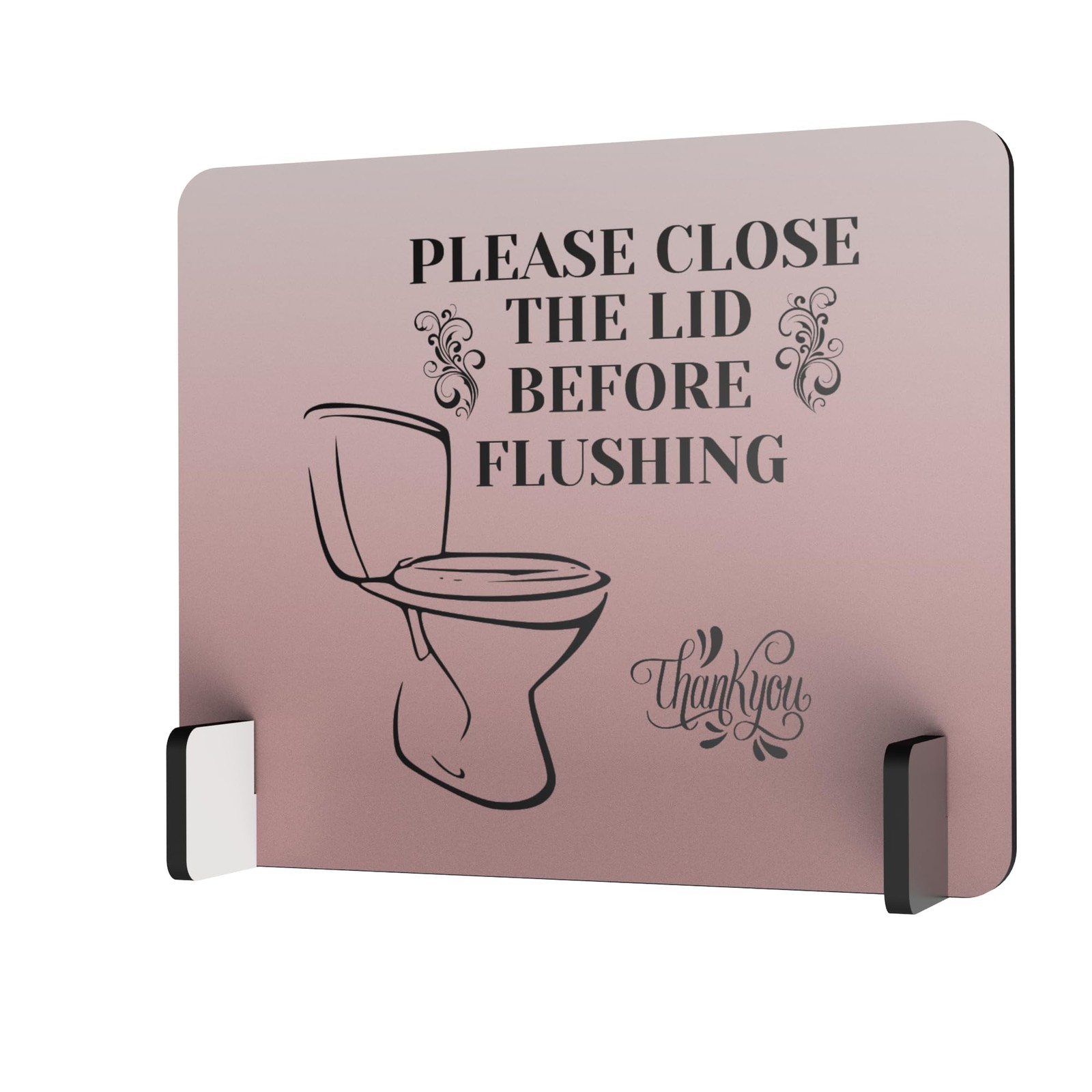 Elegant FreeStanding Bathroom Sign Polite Reminder Close Toilet Lid Flushing