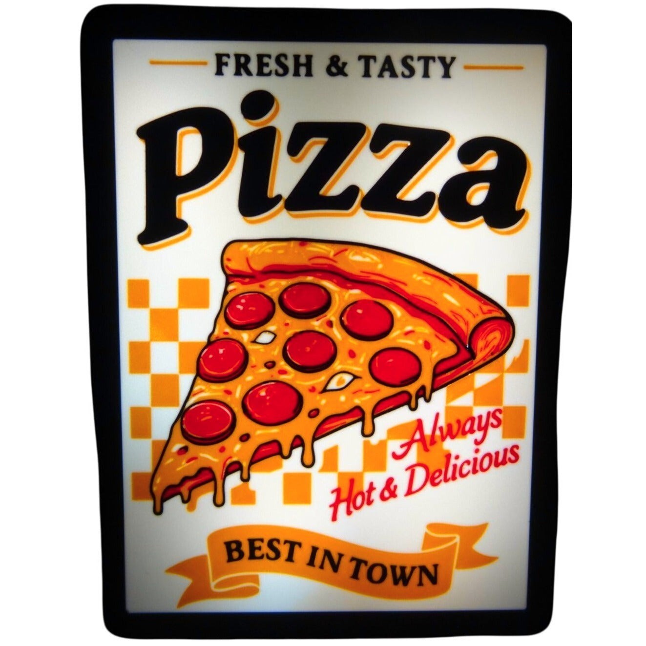 « Fresh & Tasty Pizza » LED Lightbox Sign (7&Prime;x10&Prime;) – Retro Pizzeria Window Display