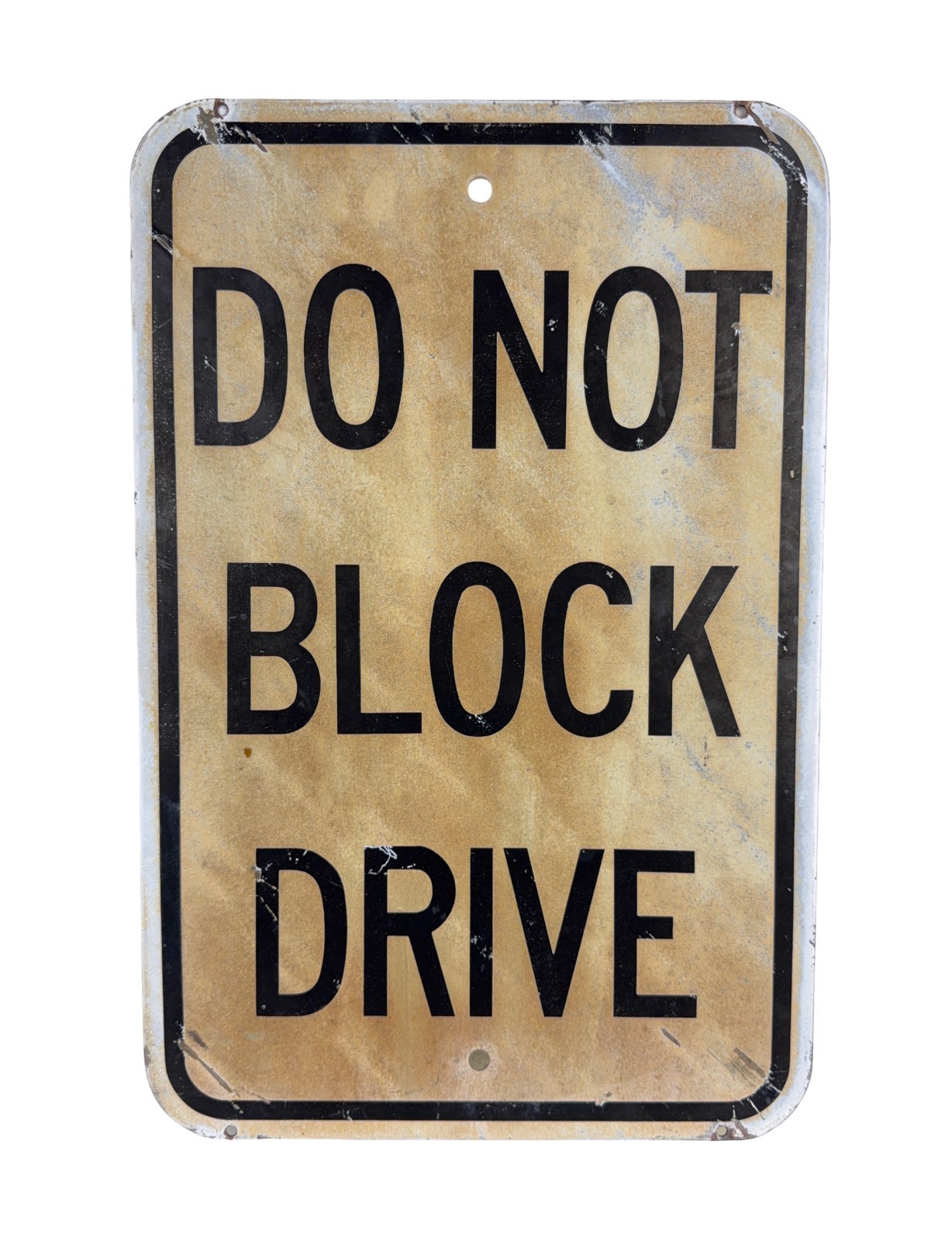 Vtg Do Not Block Driveway Metal Sign Weathered Rustic Garage Man Cave 18 x 12&Prime;
