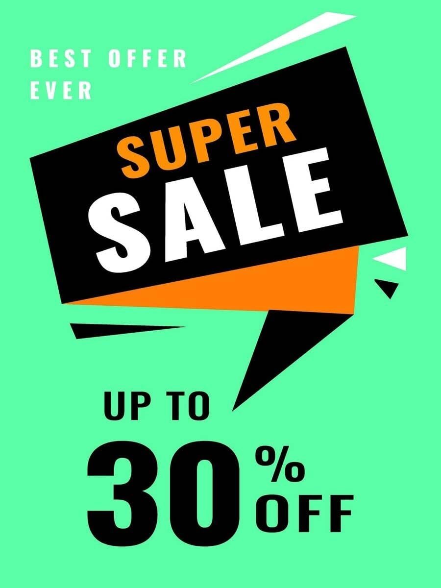 Super Sale 30 Off | Retail Window Display Sign | 18&Prime;W x 24&Prime;H