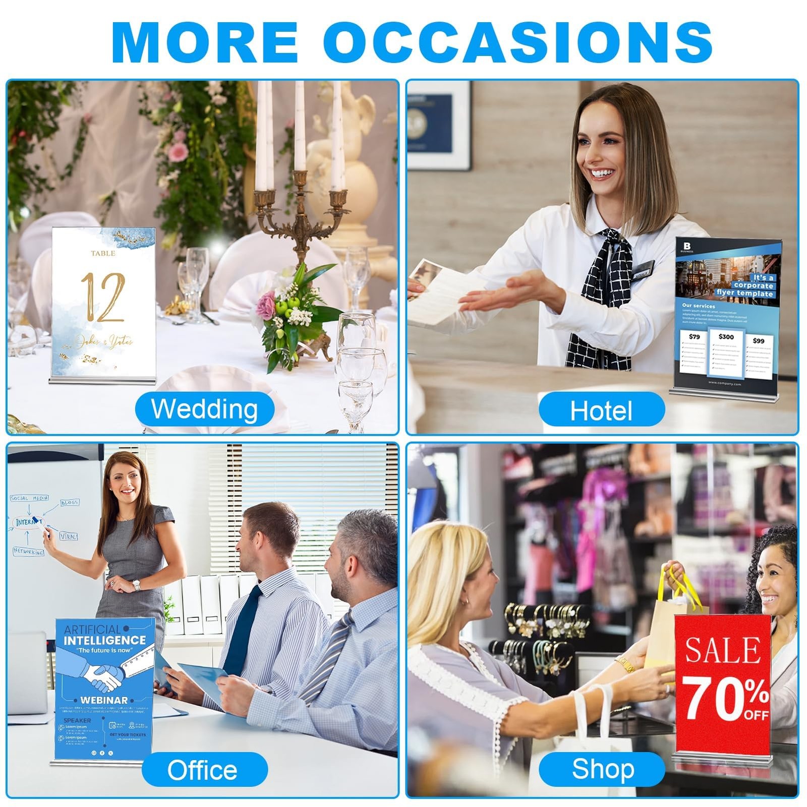 EHWINE Acrylic Sign Holder 8.5 x 11, 10 Pack Double-Sided Stand up Clear