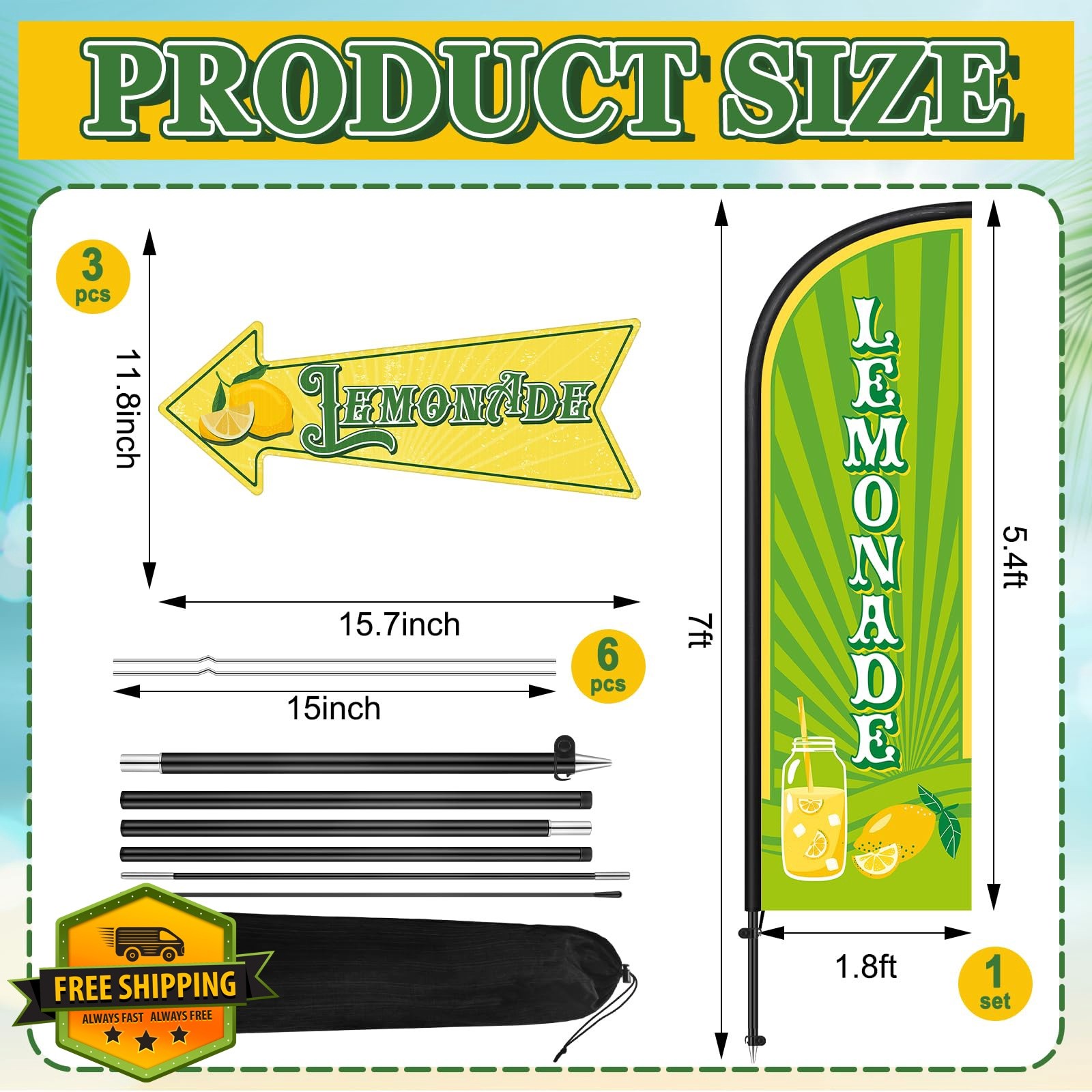 Hahafelt 3pc lemonade arrow sign + 1 flag kit