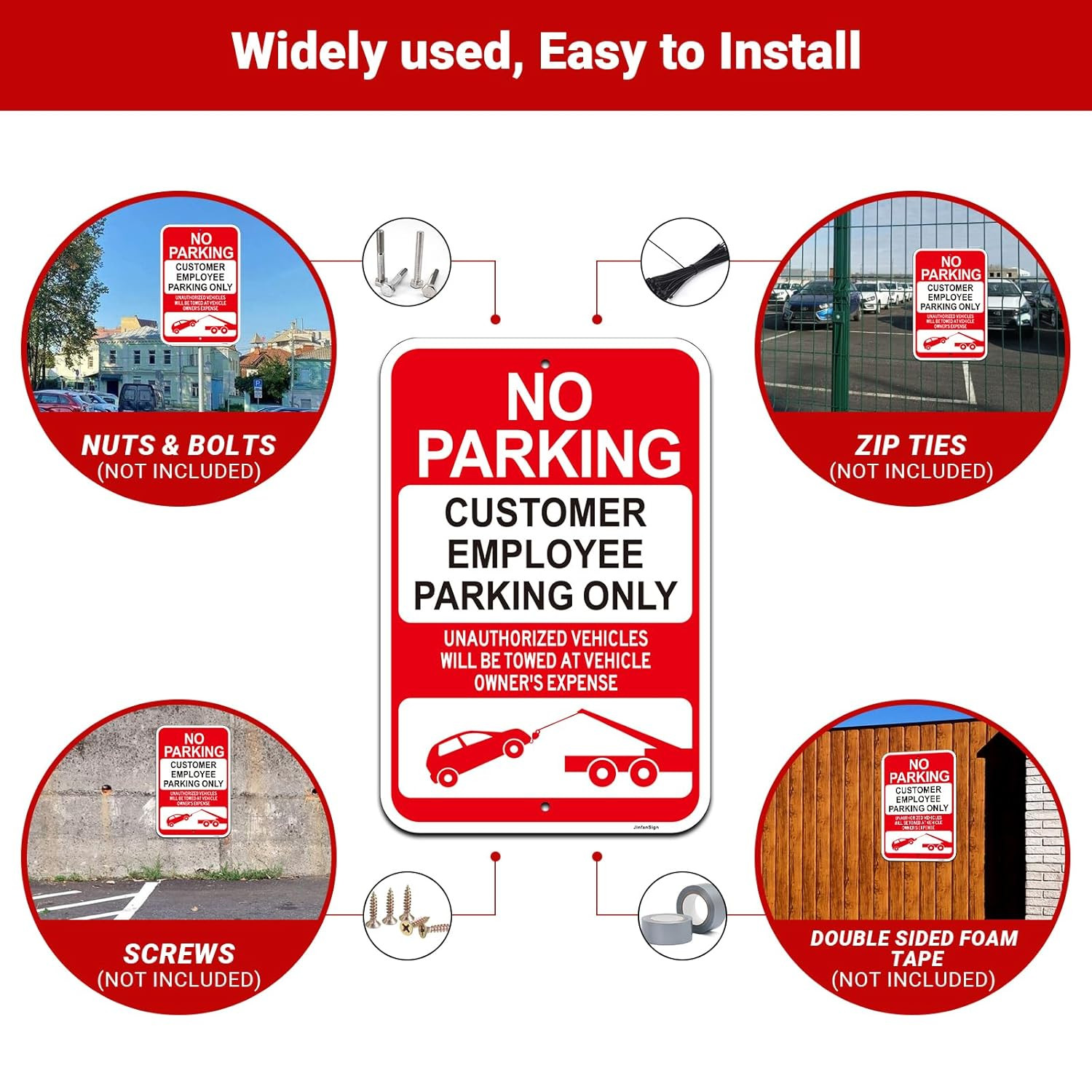 2 Pack Large No Parking Signs, Customer/Employee Parking Only Sign, 18&Prime;X12&Prime; Cust