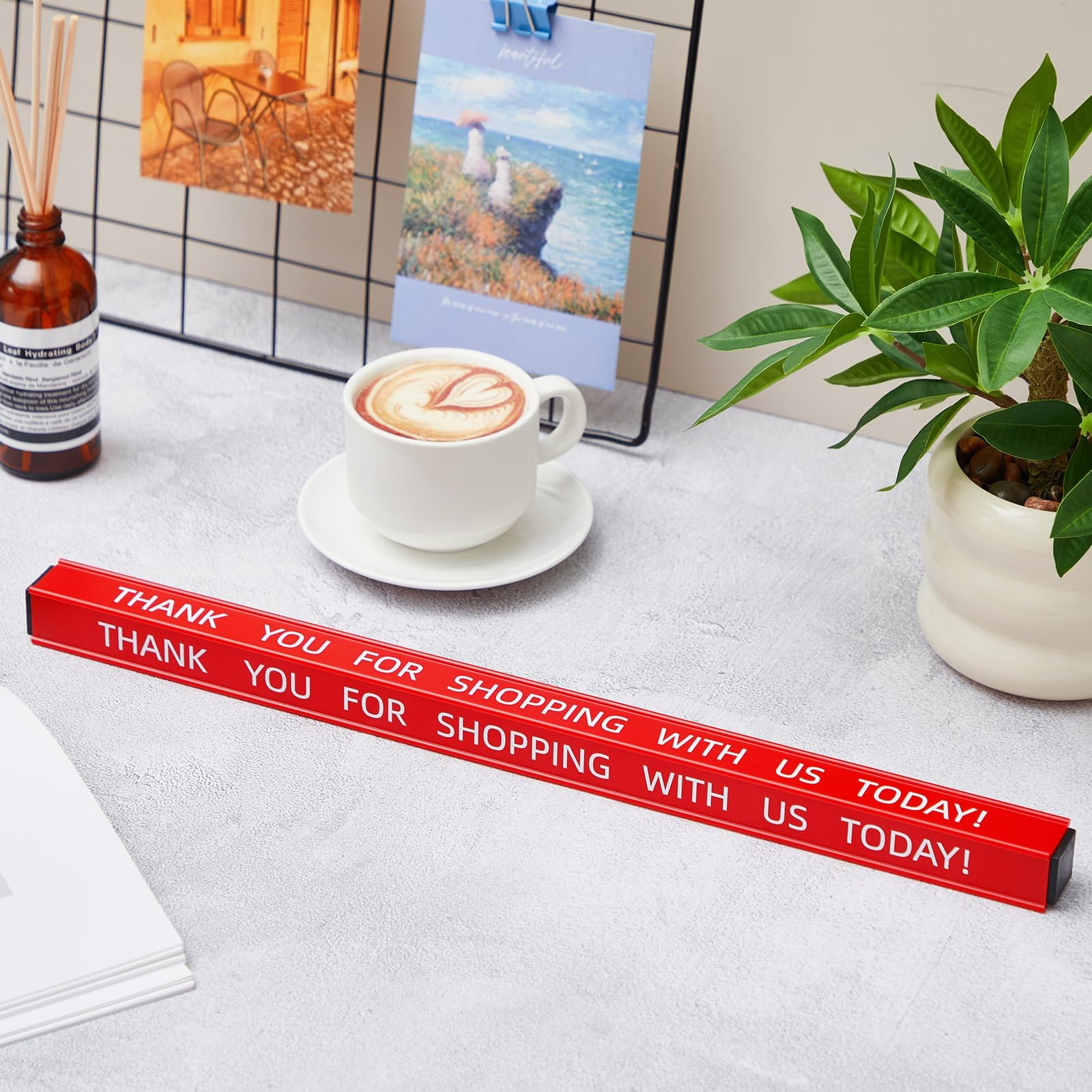 1 PCS Checkout Lane Divider Red Resin Thank You Shopping 16×1 Inch Square