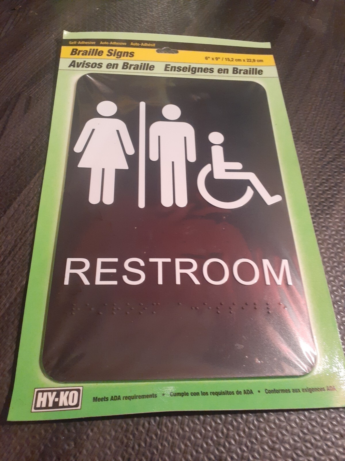 (2) HY-KO PRODUCTS DB-5 Unisex Restroom Ada Approved Braille 6&Prime; x 9&Prime; Sign