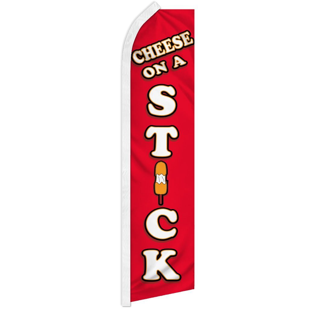 « CHEESE ON A STICK » advertising super flag swooper banner business sign food