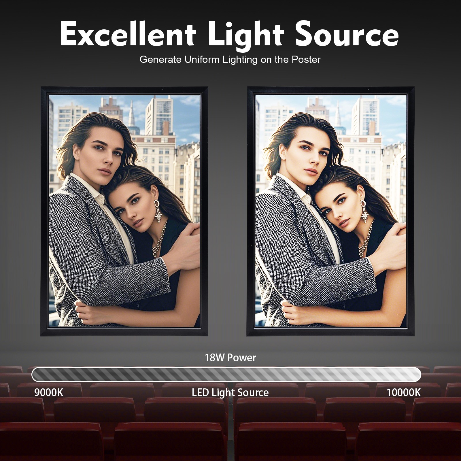 27×40 » LED Poster Movie Frame Backlit Light Box Advertising Sign Display 40*27&Prime;