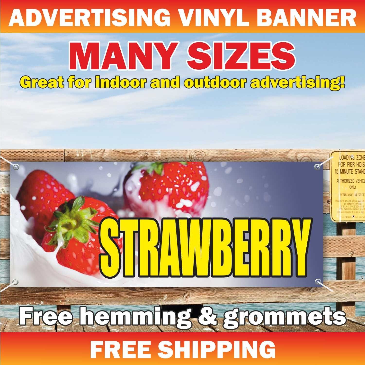 STRAWBERRY Advertising Banner Vinyl Sign Fresh Berry Fruits Vegetables Farm