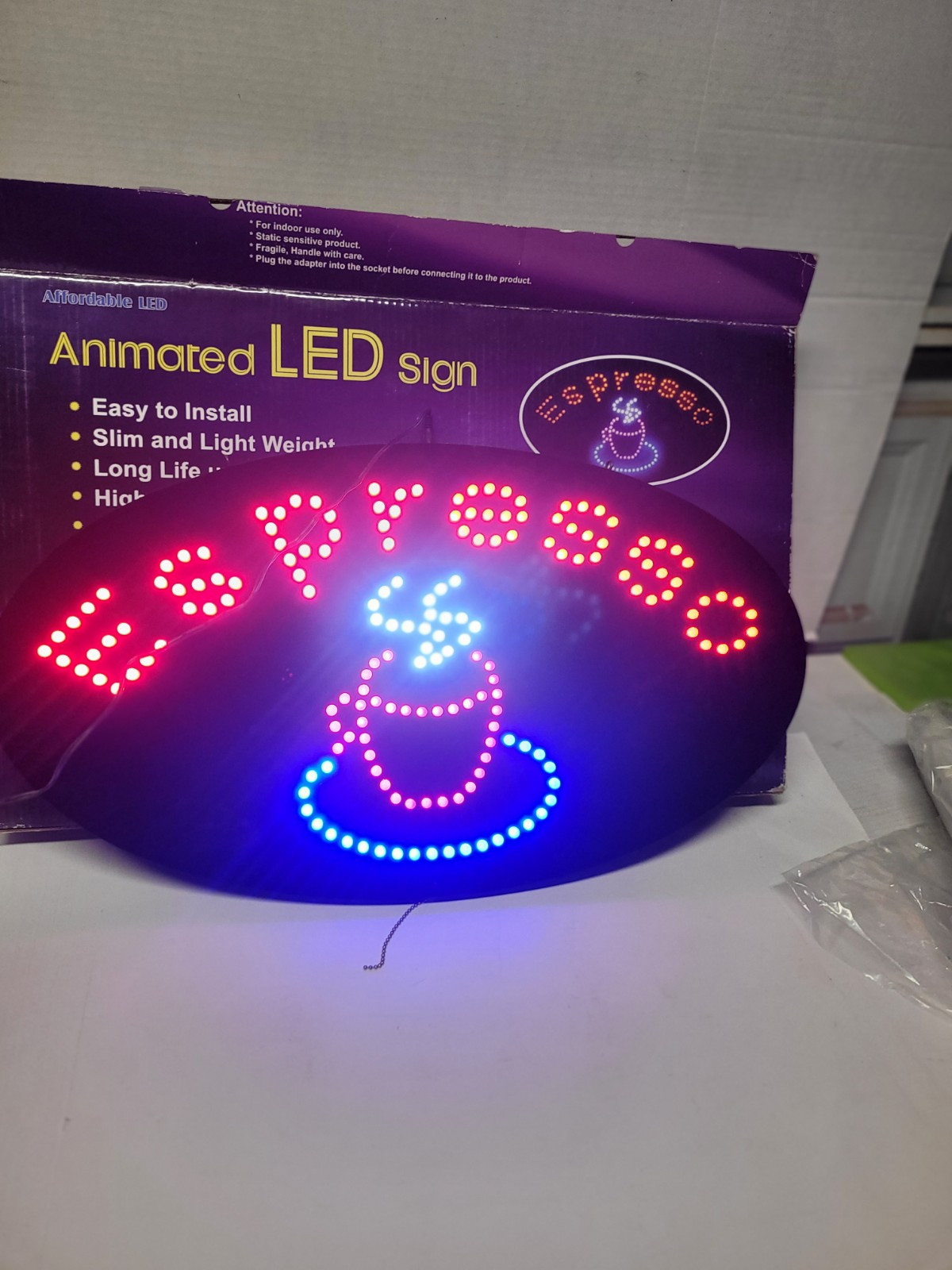 Animated Motion LED Expresso Business Sign On Off Swith Light Neon Display NEW