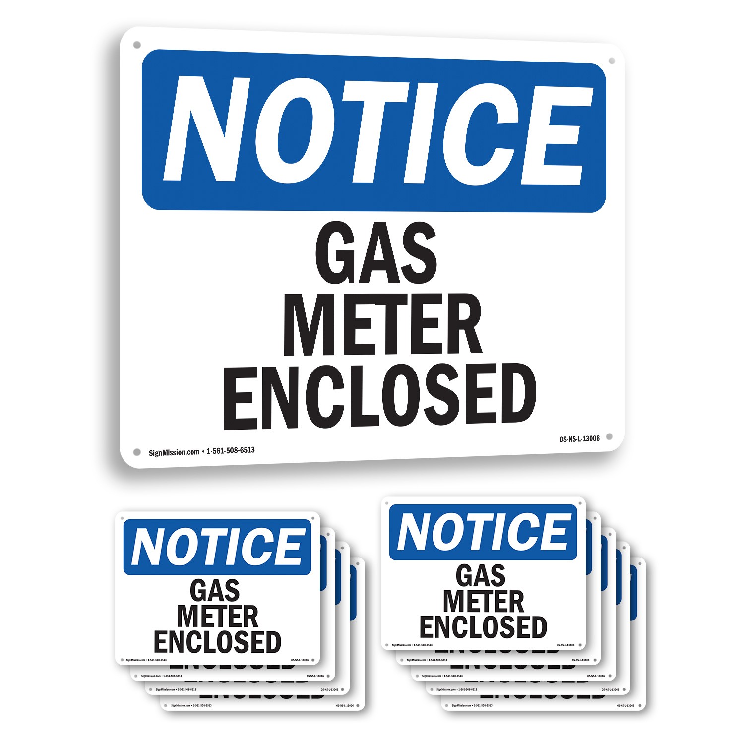 Gas Meter Enclosed OSHA Notice Sign Metal, Plastic, Or Decal – 5 or 10 Pack