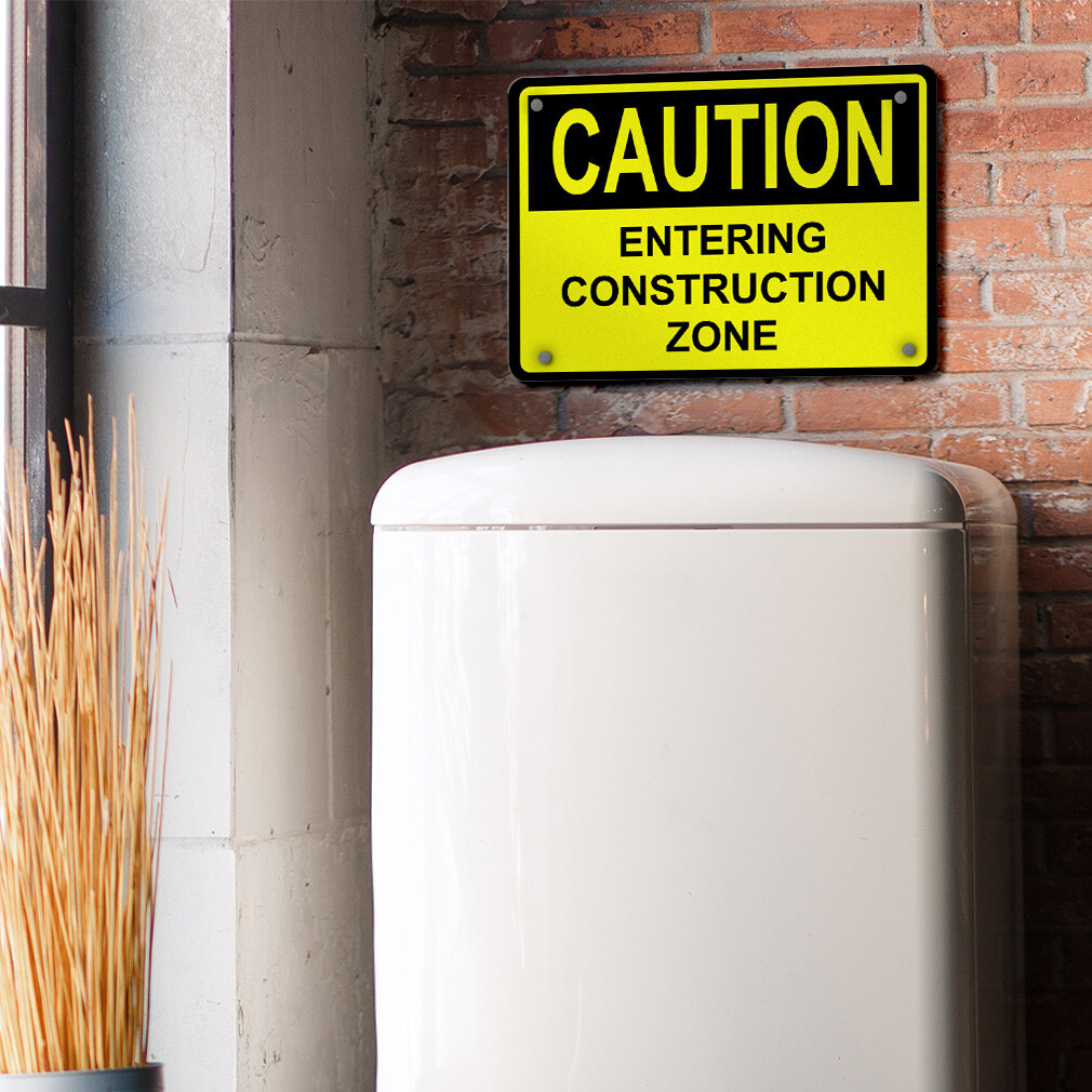 Horizontal Metal Sign Caution Entering Construction Zone A Safety