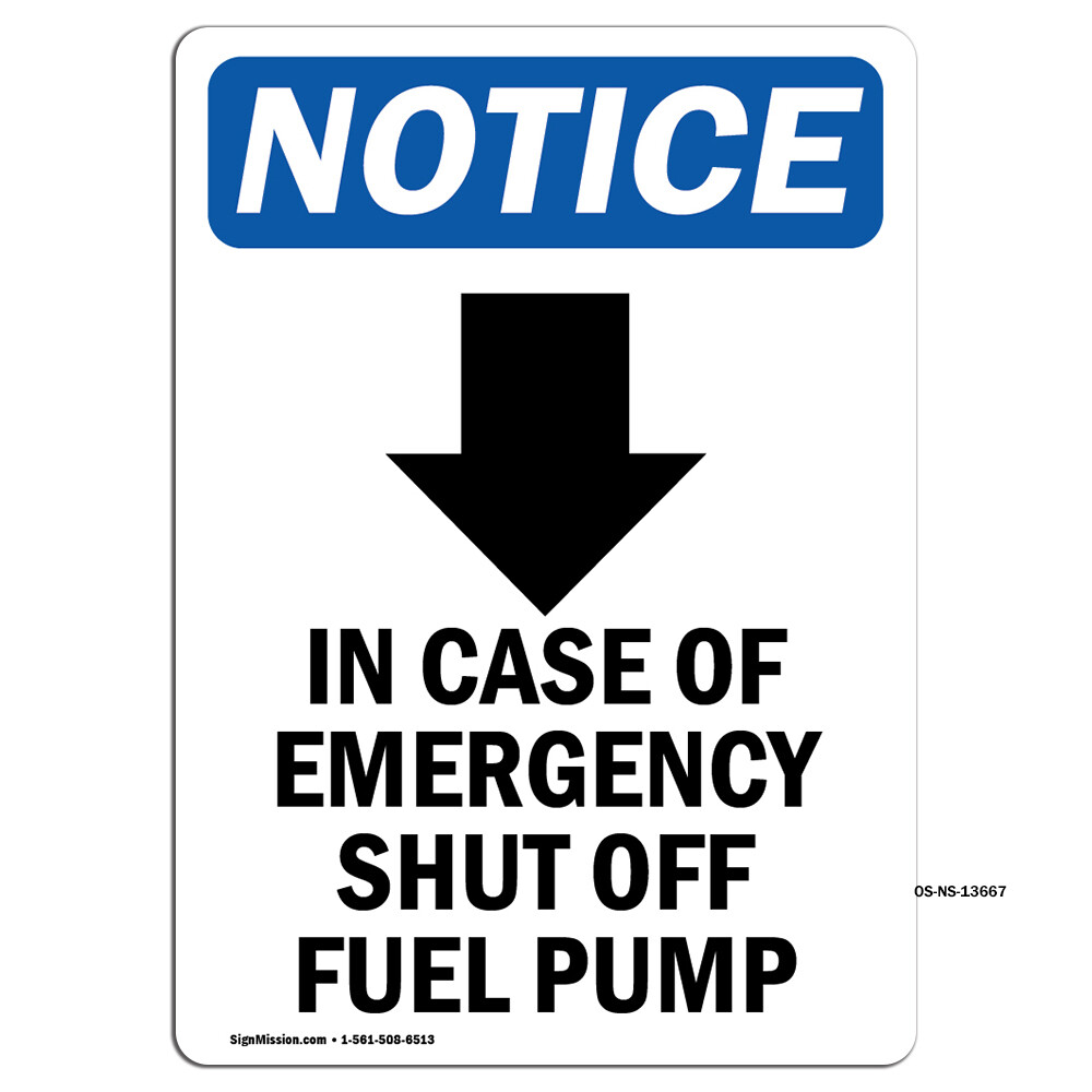 In Case Of Emergency With Symbol OSHA Notice Sign Metal Plastic Decal