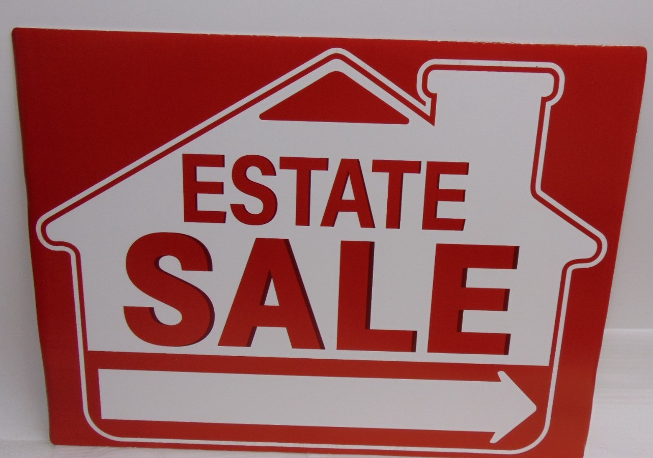ESTATE SALE Yard Lawn Sign Kits 5 Pack 16&Prime; x 12&Prime; Info Slot 10 Ground Stake Red