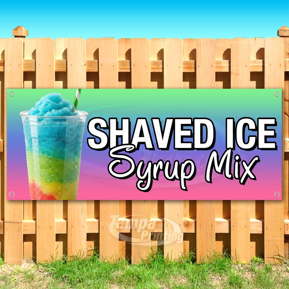 SHAVED ICE SYRUP MIX Advertising Carnival Vinyl Banner Flag Sign USA SB11106