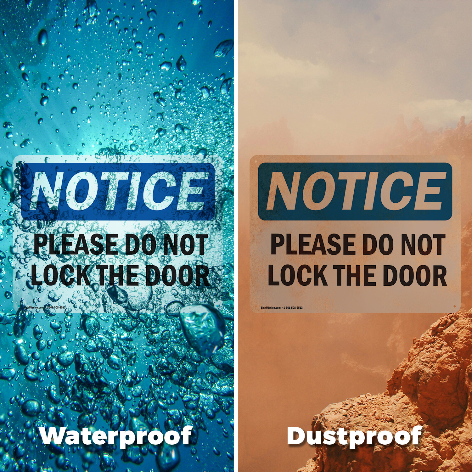 (2 Pack) Please Do Not Lock The Door OSHA Notice Sign Decal Metal Plastic