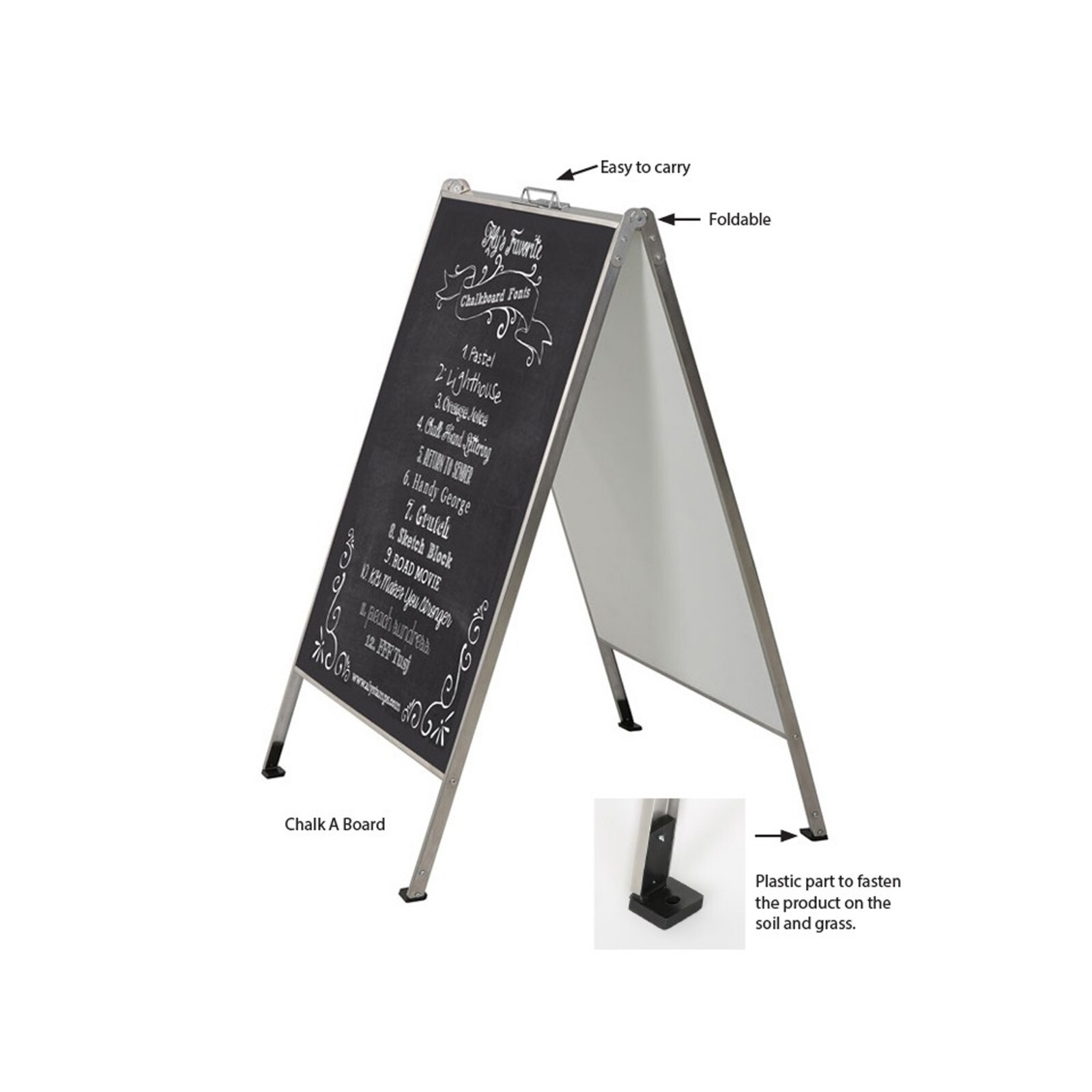 Stainless Steel 22×28 Double Sided Silver Aluminum Sandwich Board A-Frame