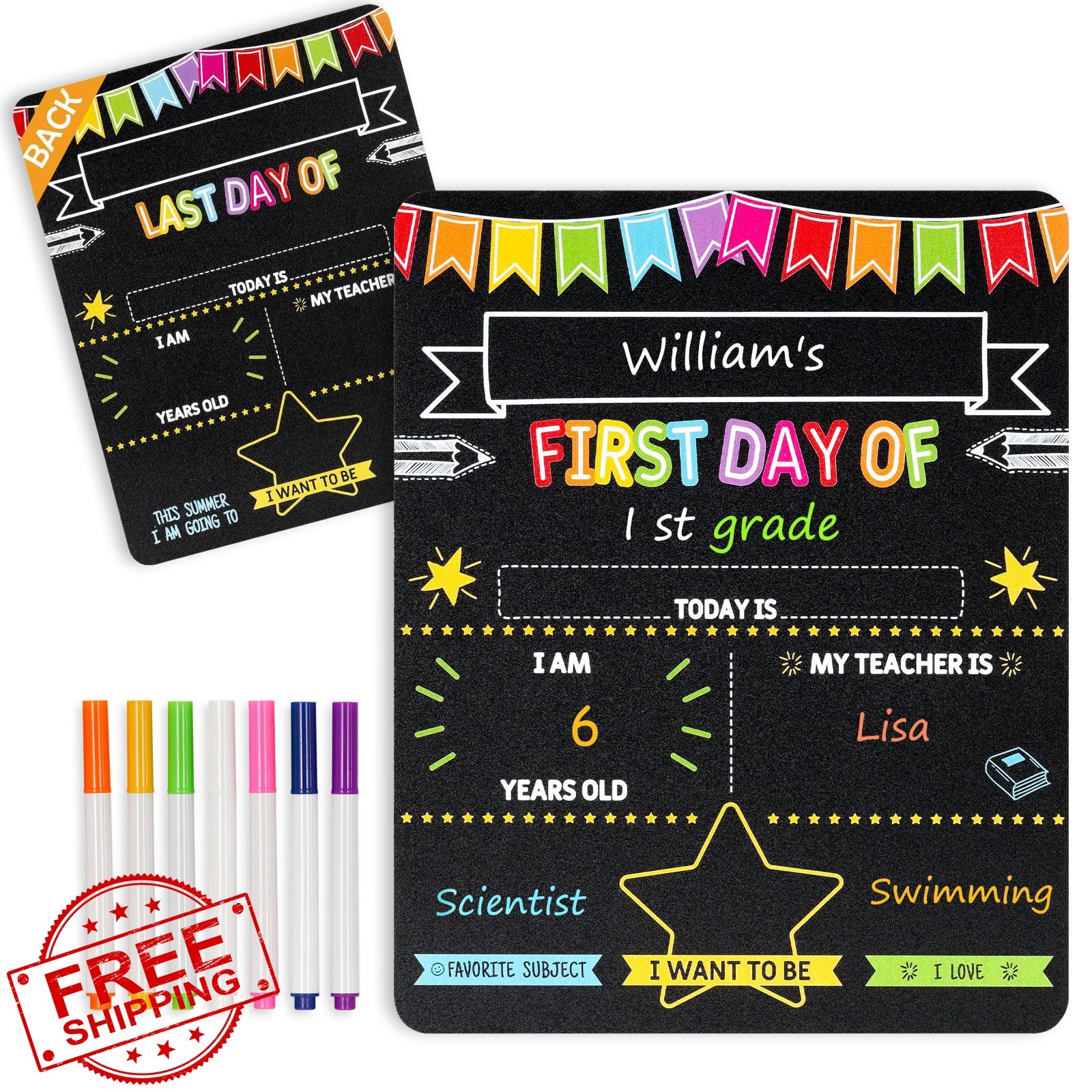 4 THOUGHT Color Bunting Vertical Sign