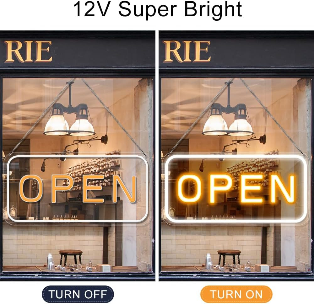LED Open Sign for Business, Super Large 23&Prime; X 12&Prime; Horizontal Neon Open Sign, Yel