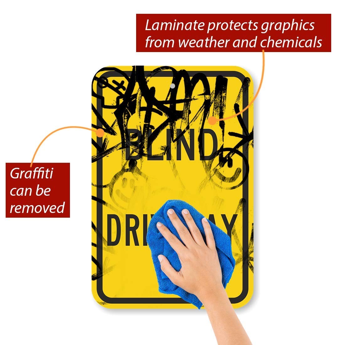 SmartSign-K-6647-AL Blind Driveway Sign | 12 x 18 Aluminum , Black on Yellow