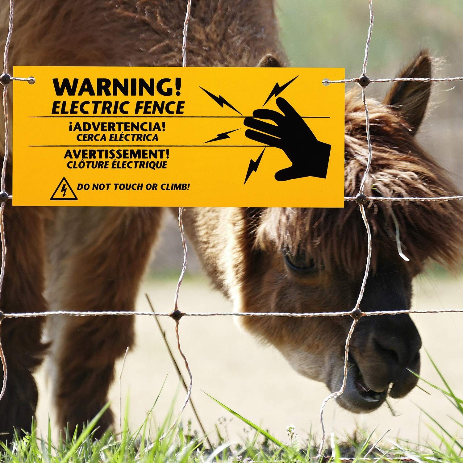Blulu 24 Pieces Electric Fence Warning Signs 10 x 4 Inch Plastic Danger Elect…