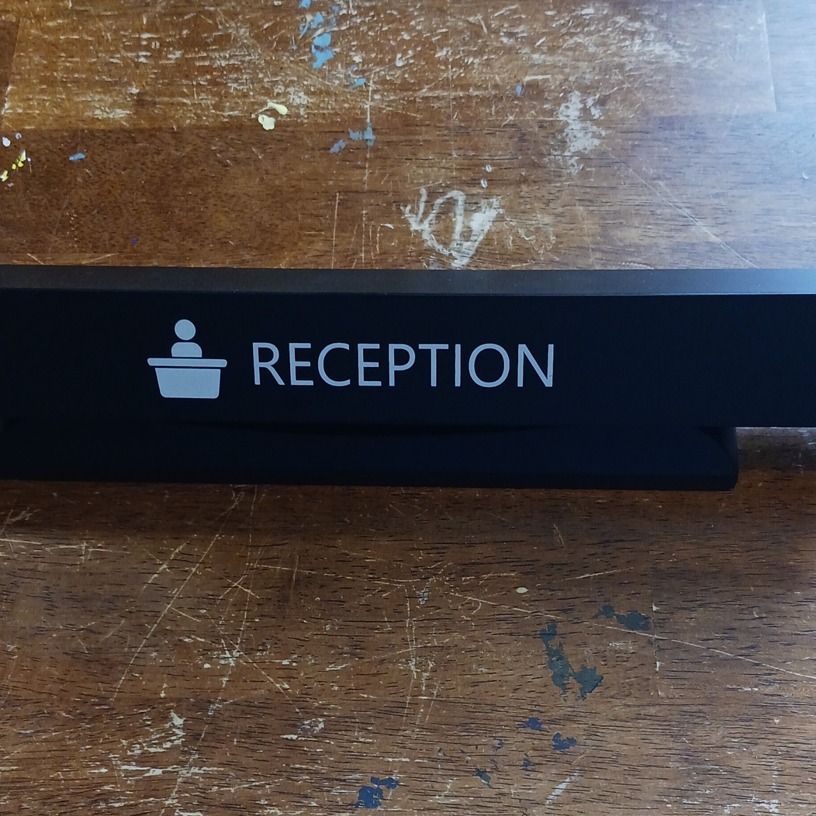 Black Desk Mounted Office Sign 12&Prime; Wide Reception Business Hours Status