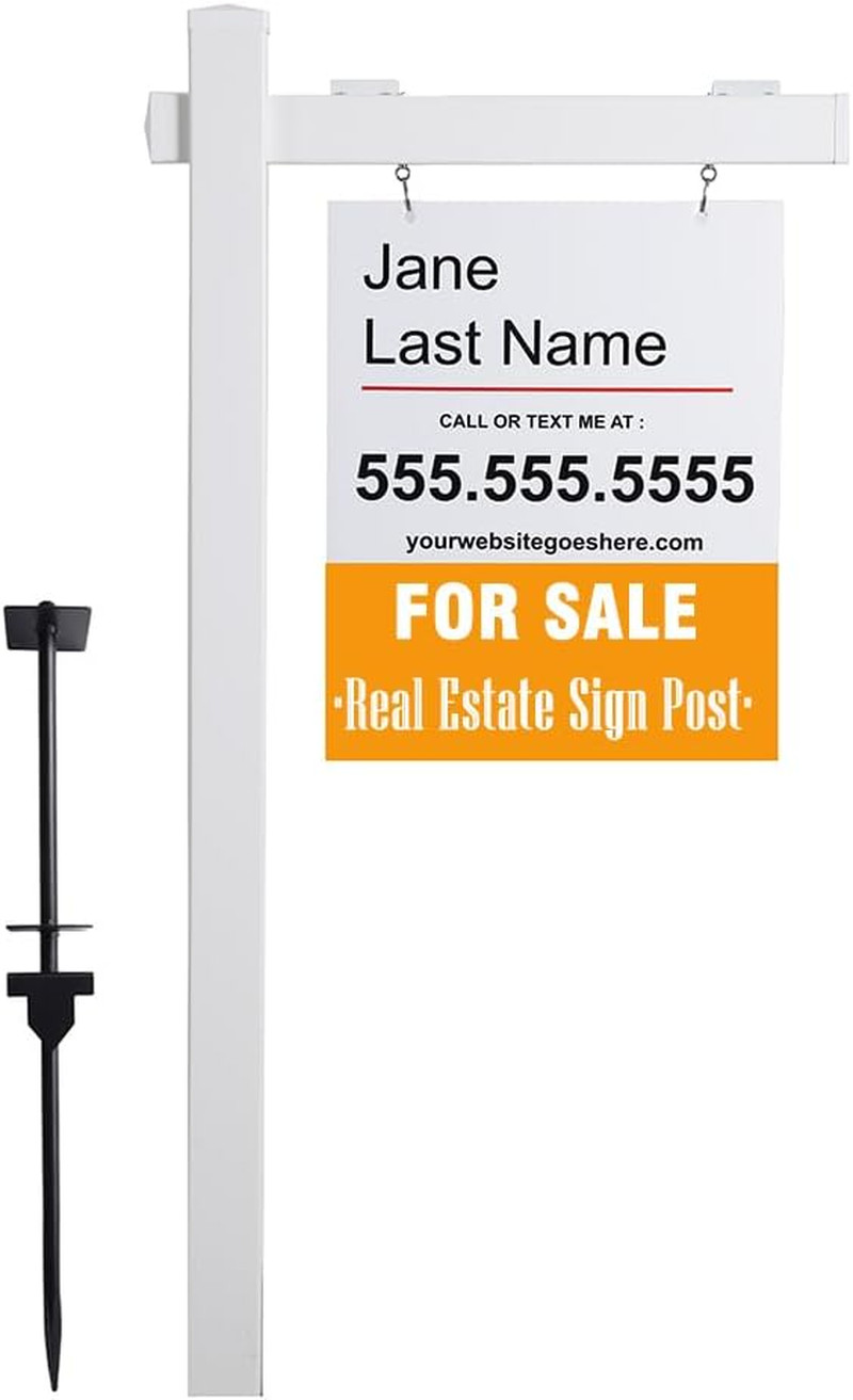 Vinyl PVC Real Estate Sign Post 6&prime; Tall (4&Prime;X 4&Prime;X 72&Prime;), Realtor Yard Sign Post wi