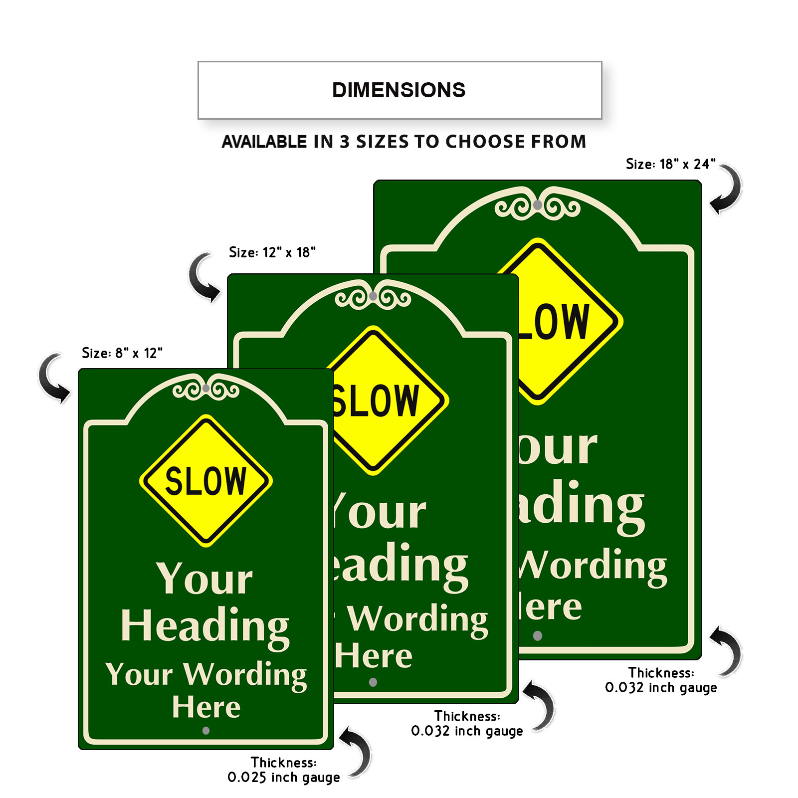 Custom Sign Slow Your Heading Your Wording Sign Personalized Aluminum Metal Sign