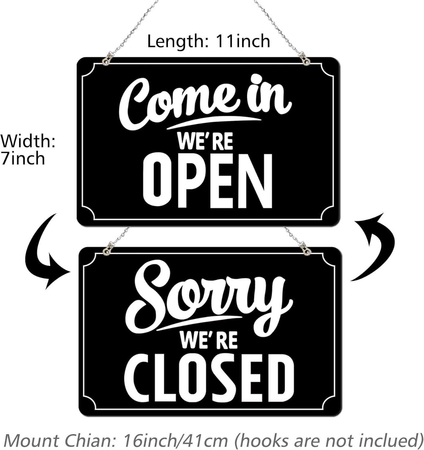 Open Closed Sign Set – Business Hours for Restaurants, Bars & Stores (12&Prime;x8&Prime;)