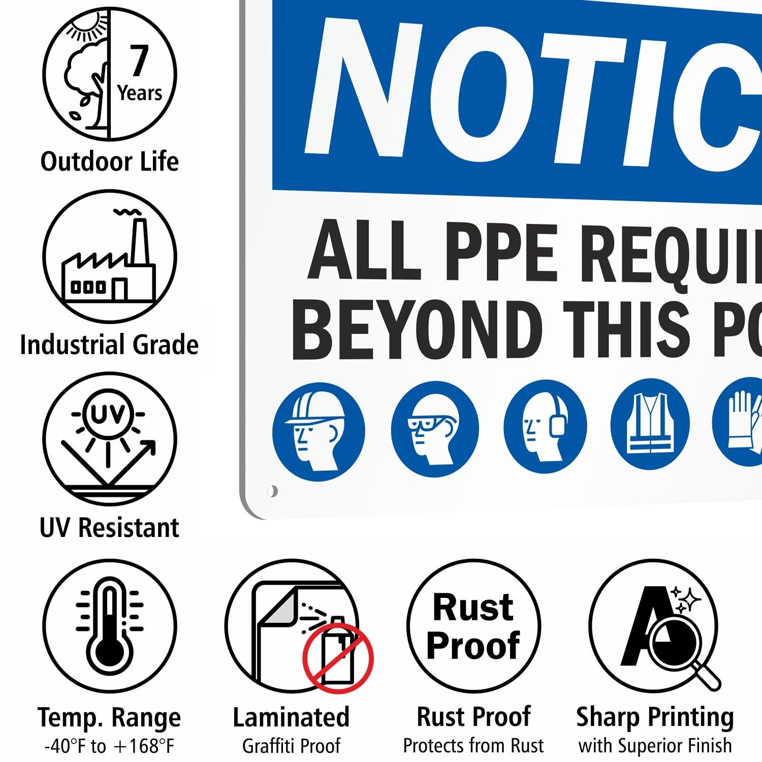 10×14 Inch PPE Required Sign – Heavy-Duty Aluminum for Safety Compliance