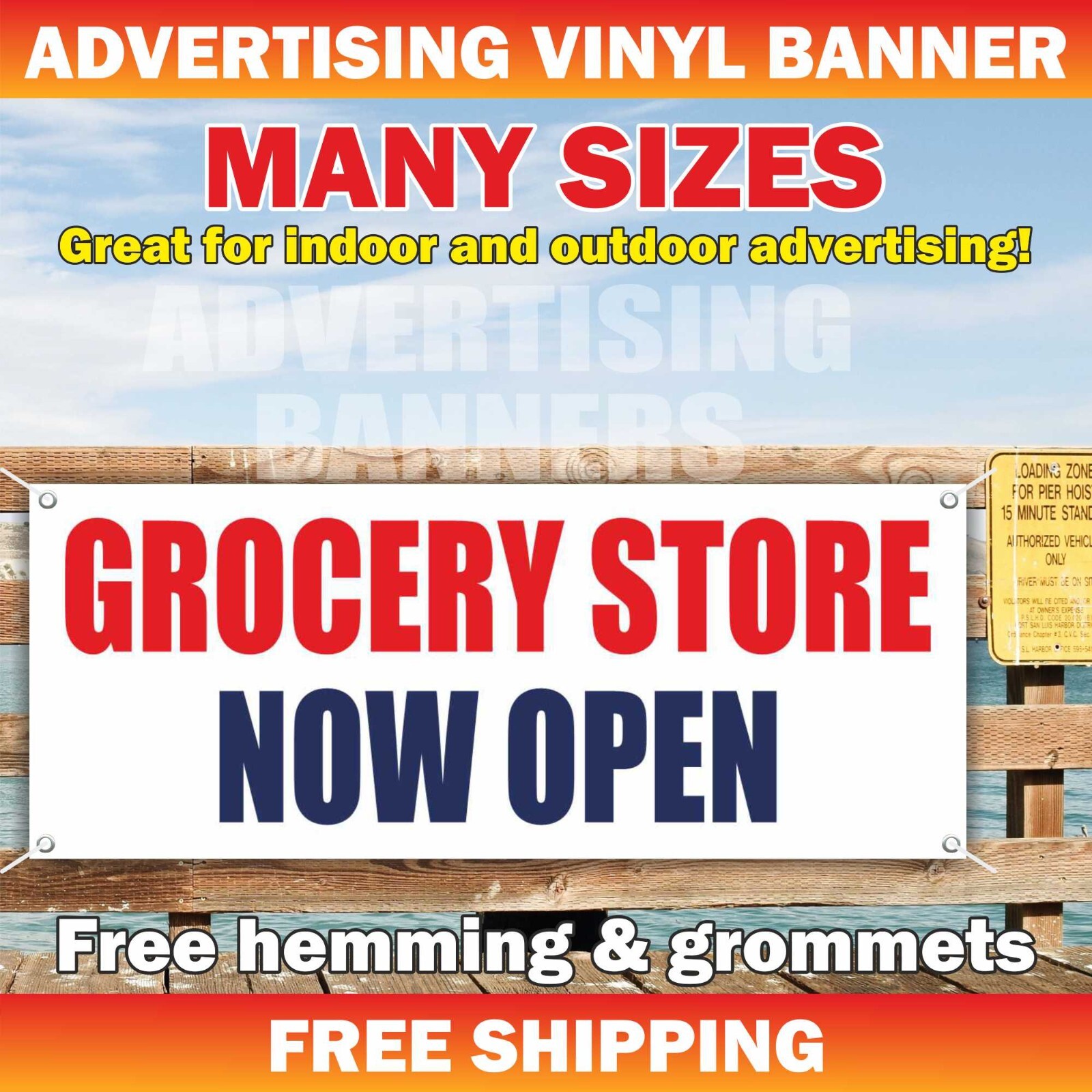 Grocery Store now open Advertising Banner Vinyl Mesh Sign Food Mart delivery