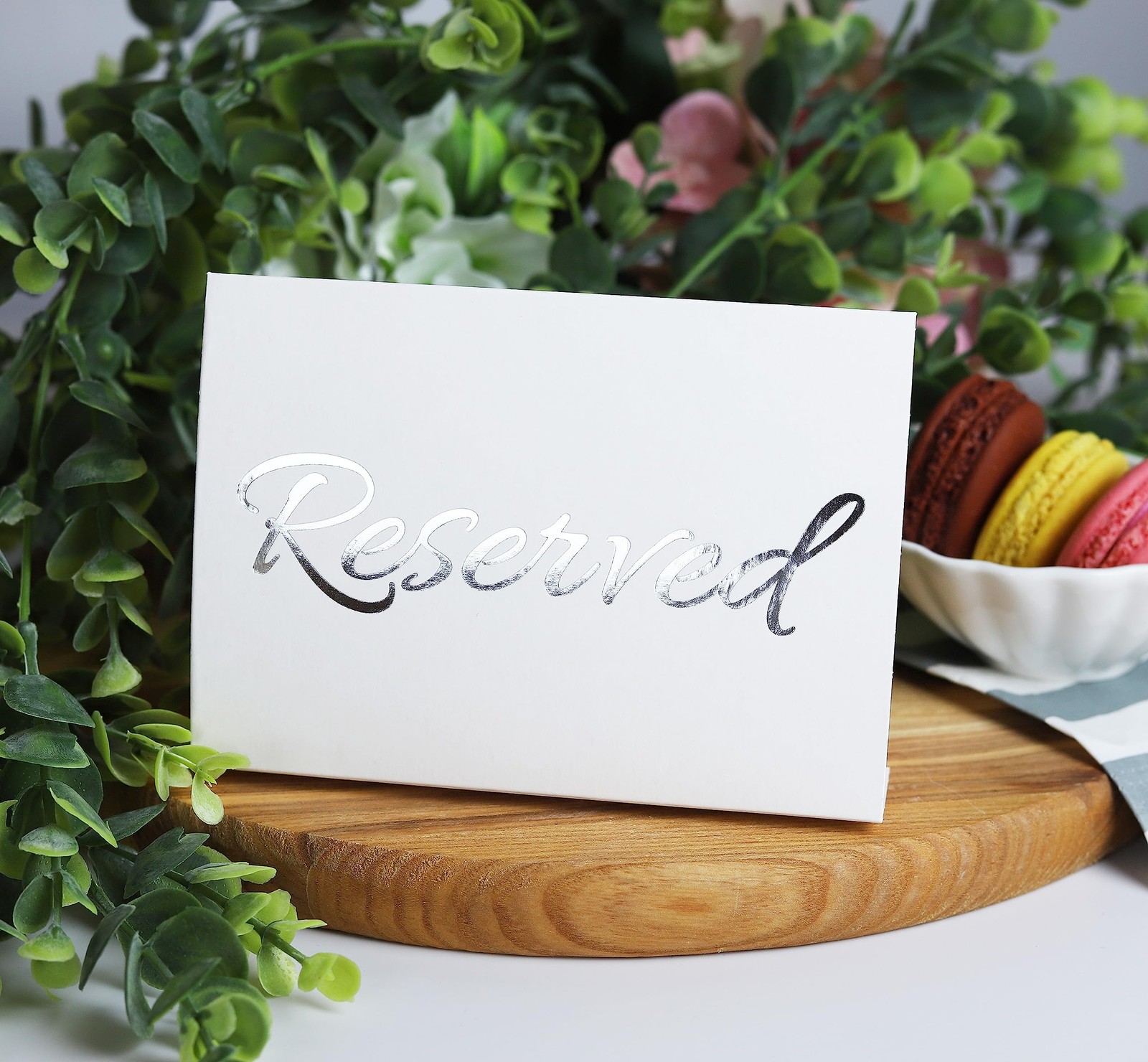 20 Pack Modern White Reserved Table Sign With Silver Letters Reserved Signs For