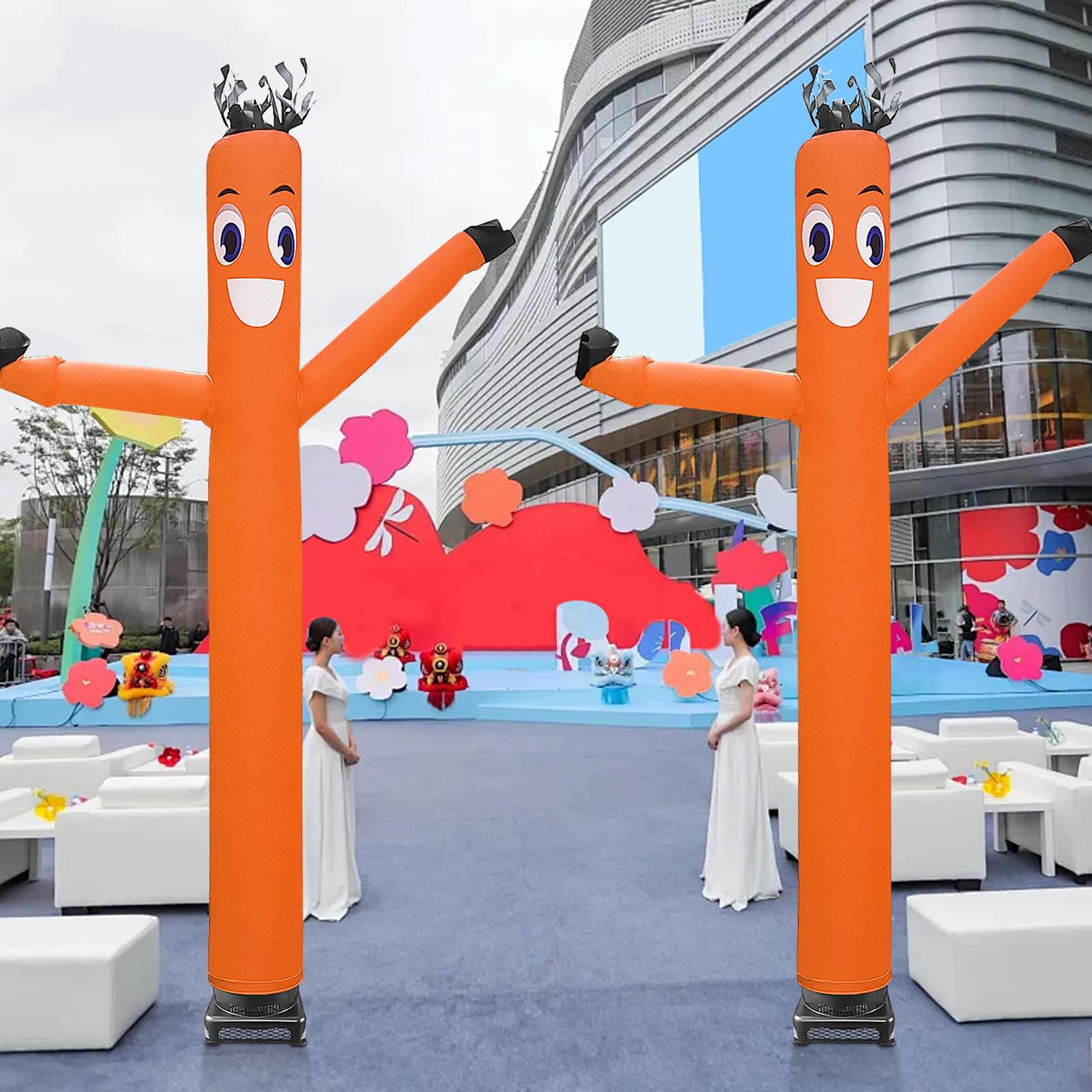 20 Ft Inflatable Wacky Waving Tube Man With Blower – Orange Dancing Air Puppet