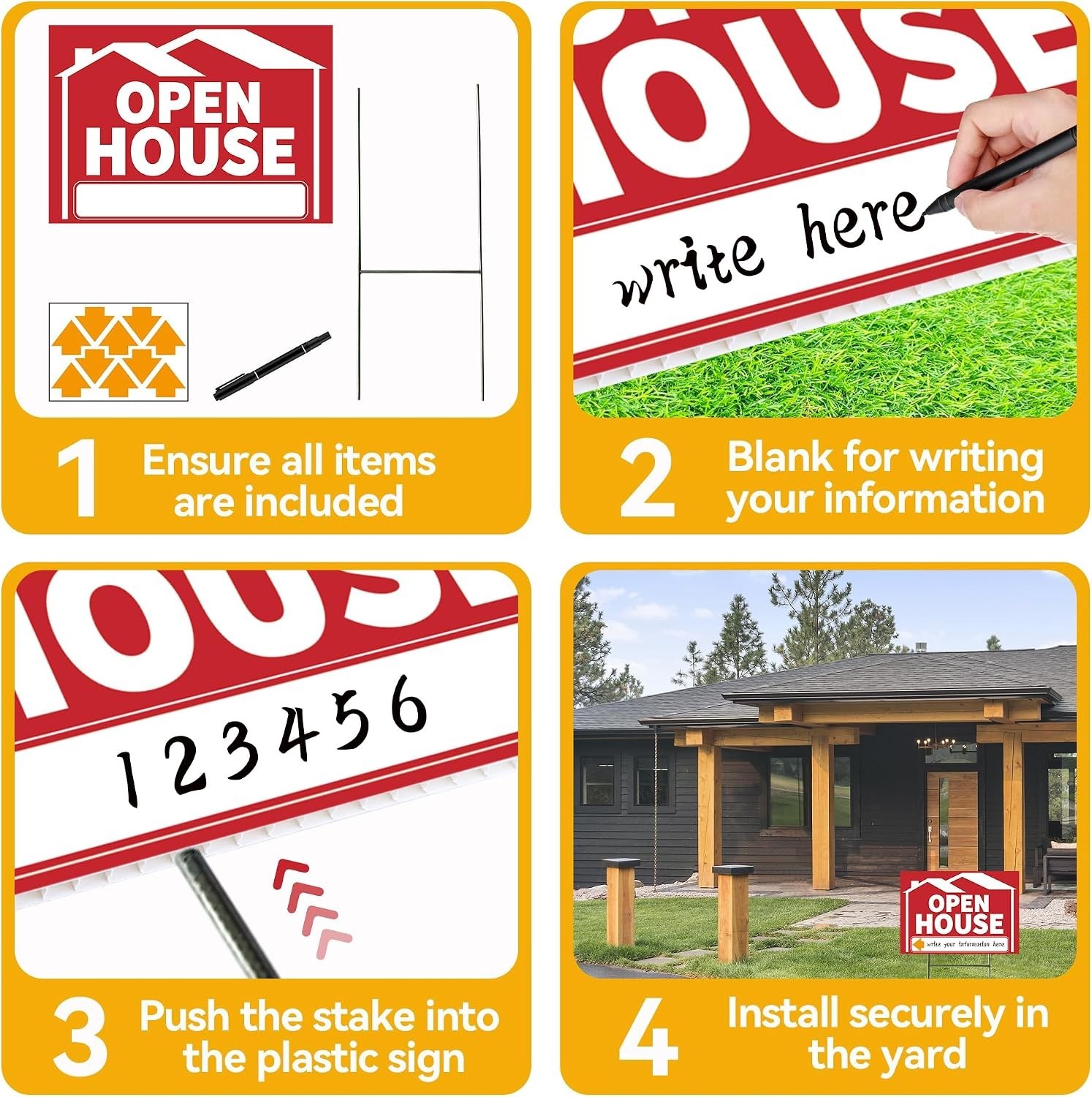 5 Pack Open House Signs, Open House Sign for Real Estate – 17&Prime;x12&Prime; Double Sid…