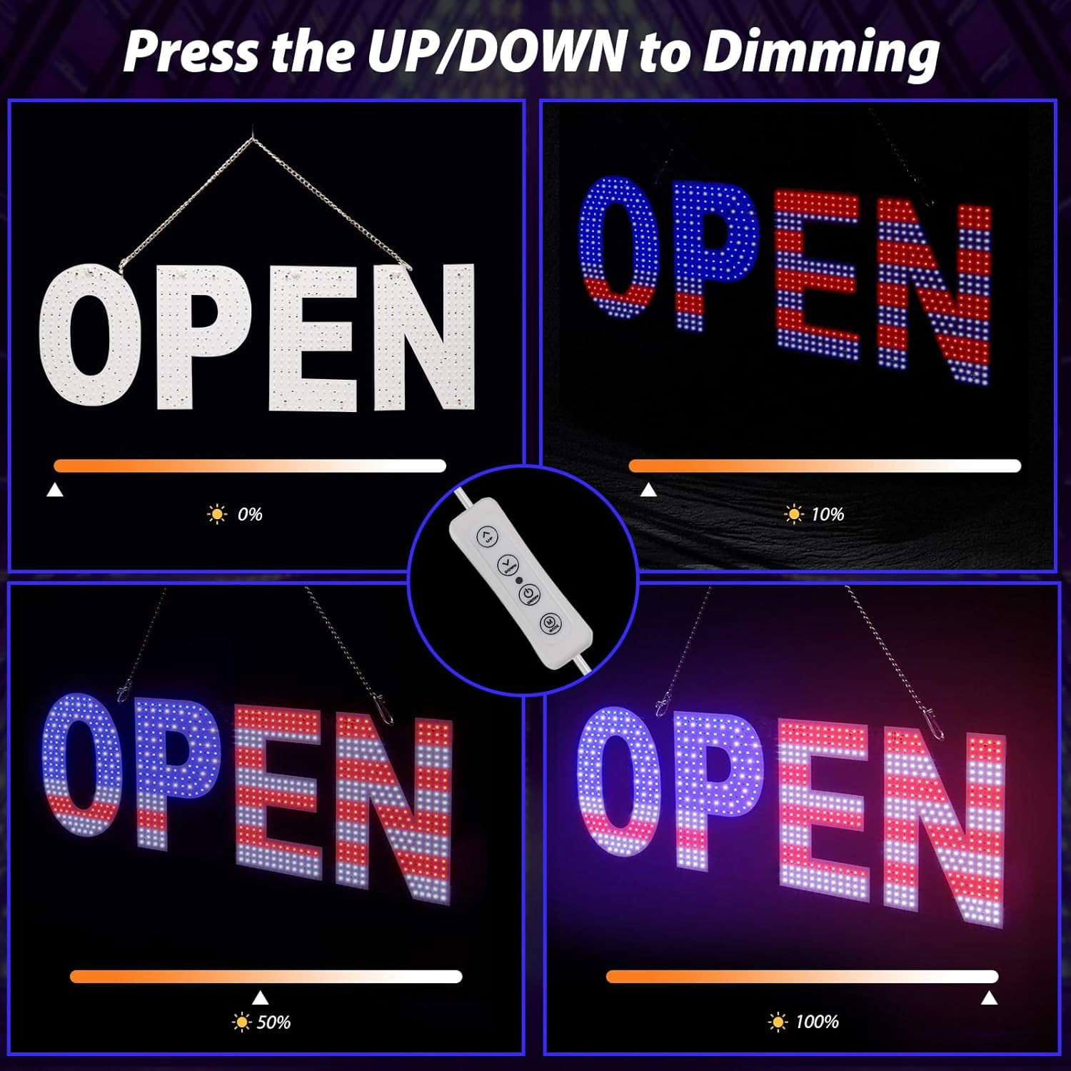 LED Open Signs for Business, 30X10 Inches Large Dimmable 3-Modes Open Sign LED &