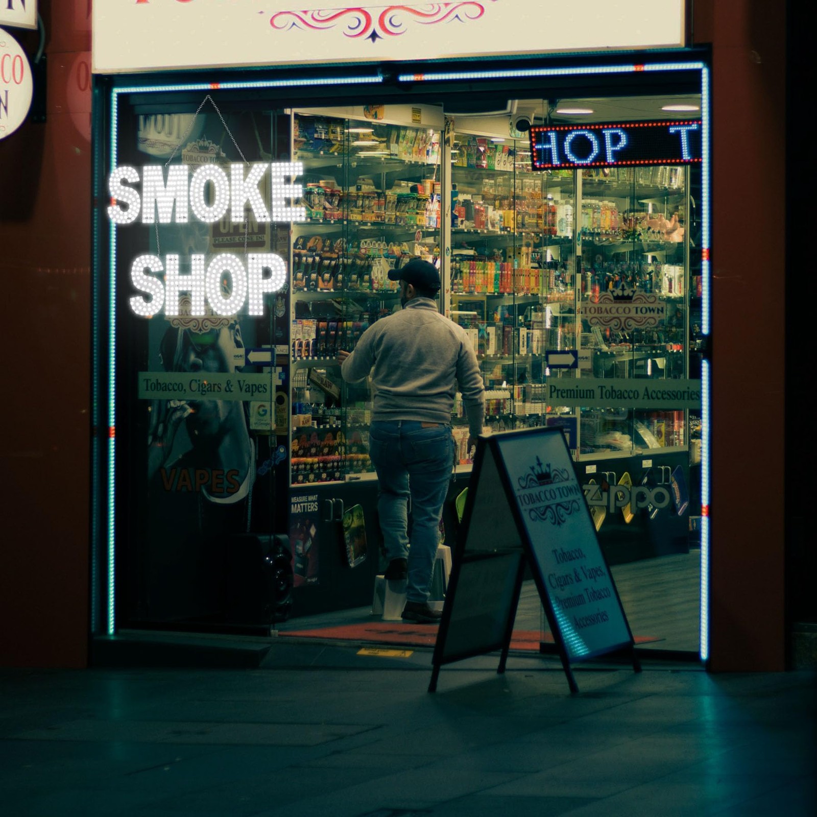 LED SMOKE SHOP Sign for Business,30&Prime;x20&Prime; Smoke Shop Vape Store Sign with Remo…