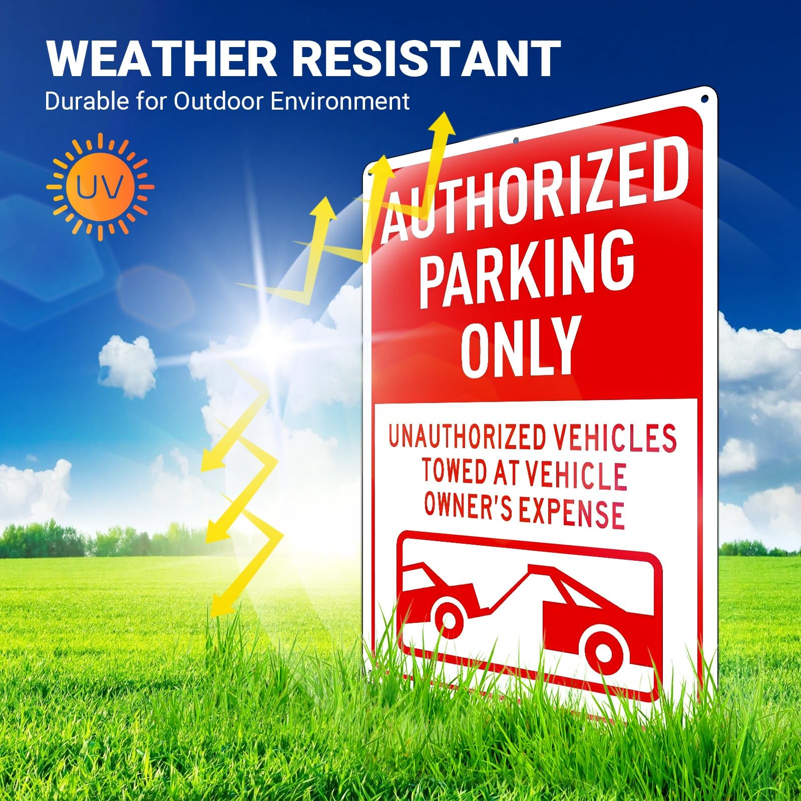 2 PCS Authorized Parking Only Sign Unauthorized Vehicles Towed 14×10 Inch Metal