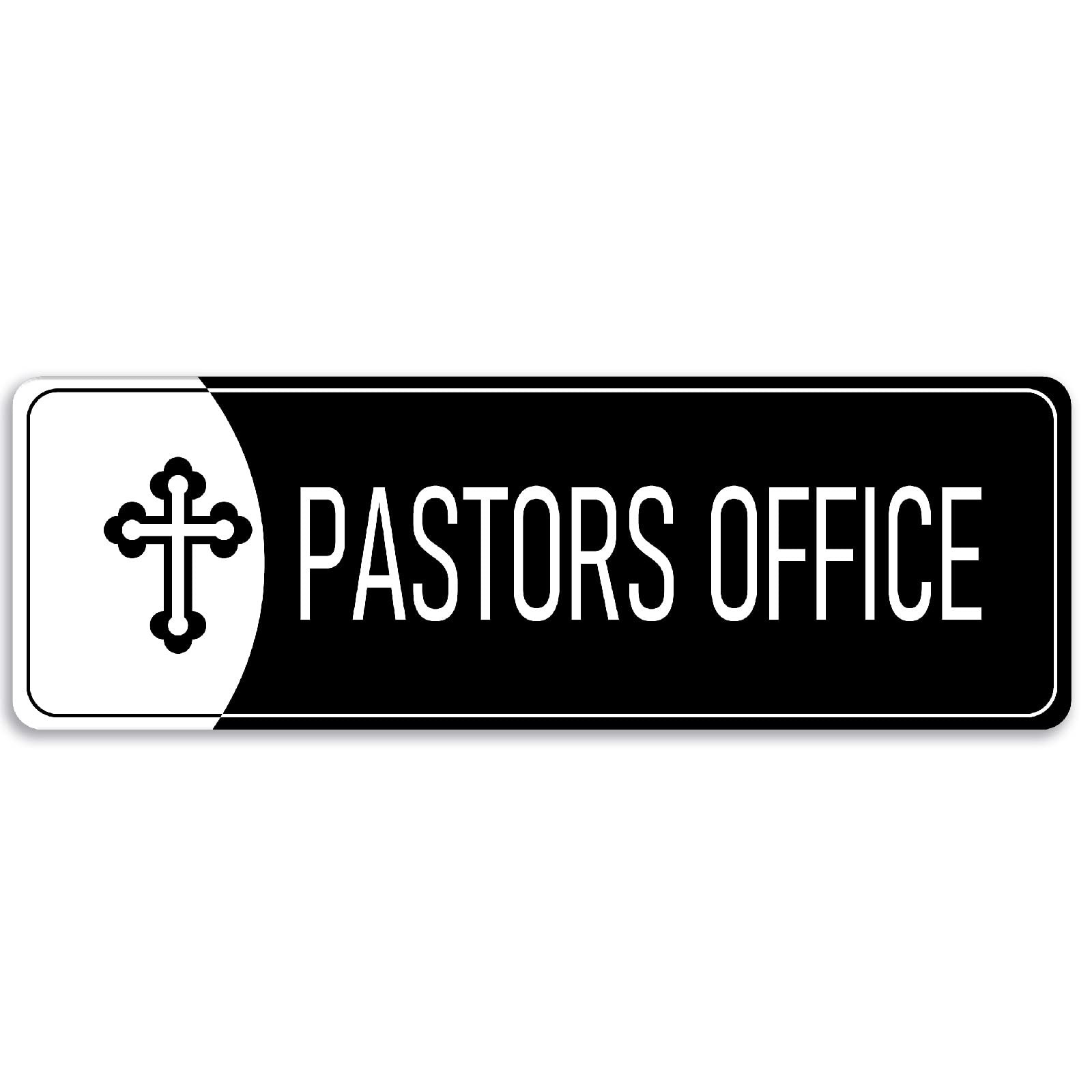 9×3 Inch Pastors Office Sign Acrylic Self-stick Door Wall Signage Black White