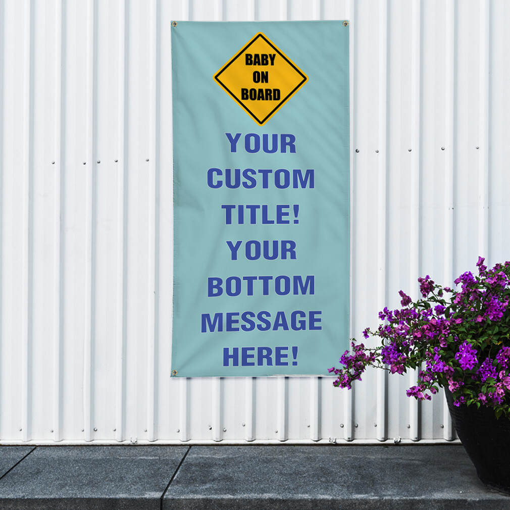 Vertical Vinyl Banner Multiple Sizes Baby Shower Custom Title Message Style 18