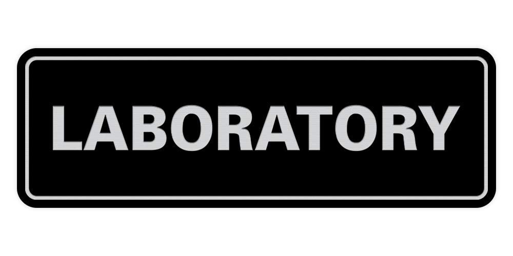 Standard Laboratory Sign Black/Silver – Medium 1 Pack