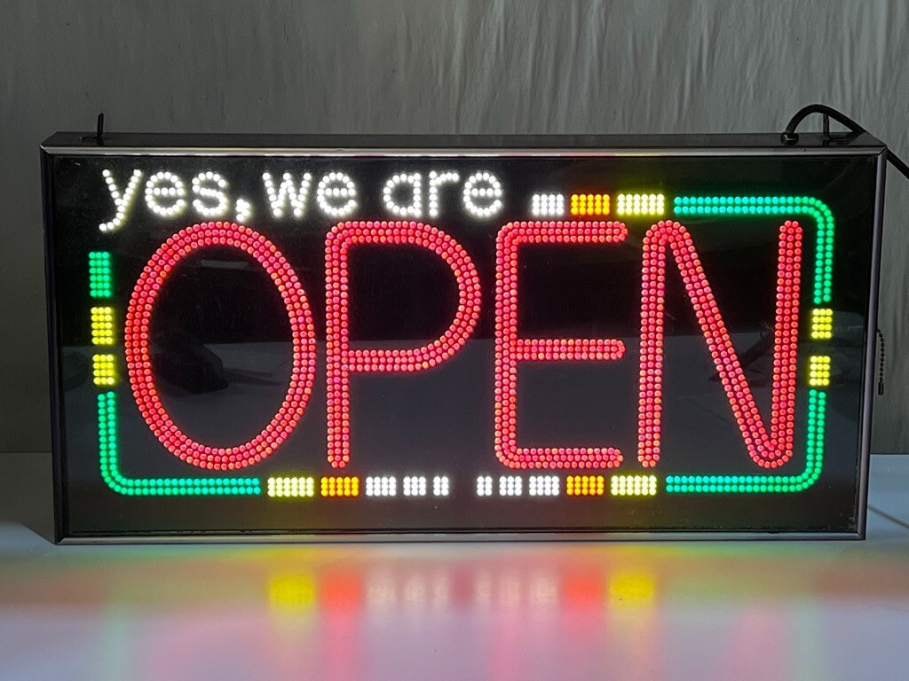 Fiber Does, Inc. Model OS3 – Yes, We Are Open – Fluorescent Lighted Retail Sign