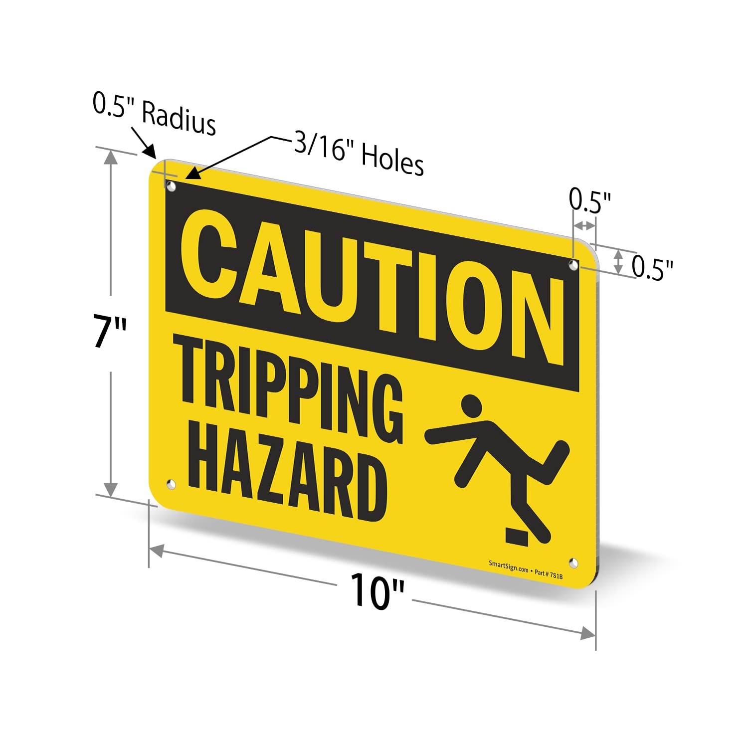 Caution Tripping Hazard Sign 7×10 Inch Aluminum Black On Yellow Safety