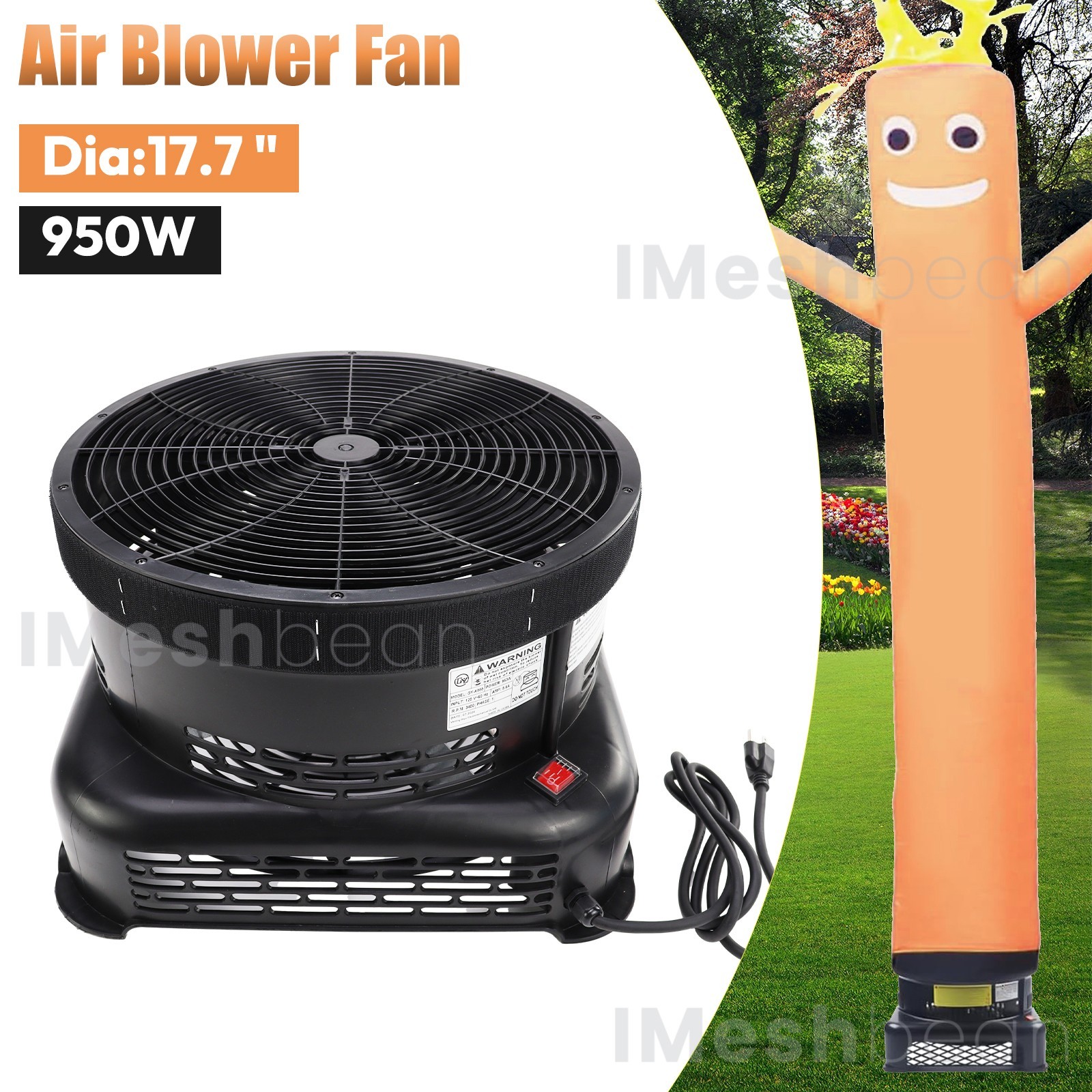 950W Air Blower Fan 18&Prime; Air Dancer Blower Fit Inflatable Wind Dancer Tube Man