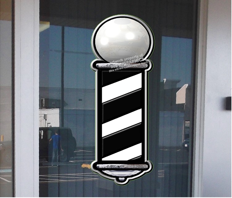 BARBER SHOP POLE VINYL DECAL MODERN BLACK AND SILVER DESIGN (CHOOSE YOUR SIZE)