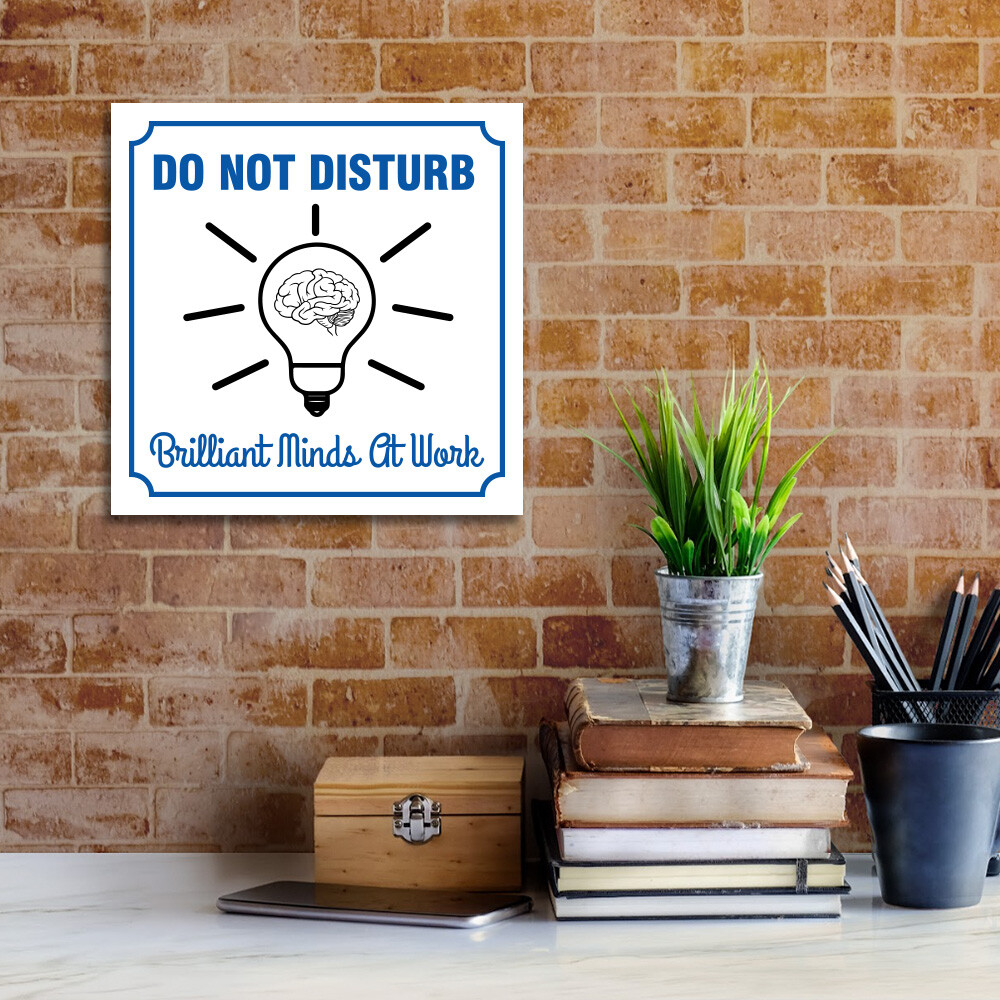Square Plus Do Not Disturb Brilliant Minds At Work Door or Wall Sign