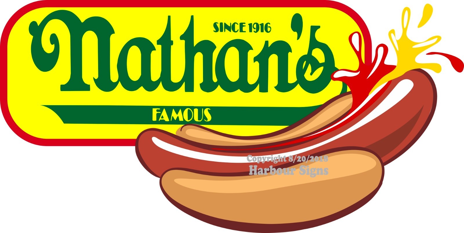 (CHOOSE YOUR SIZE) Nathan&rsquo;s HOT DOGS DECAL Dog Concession Food Truck Sticker